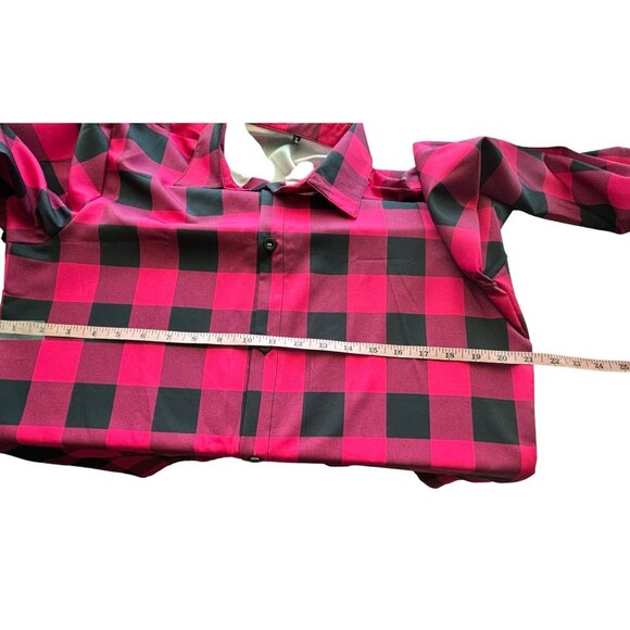 Womens Red & Black Plaid Button Down Shirt Long Sleeve Collared Top Casual Wear - Picture 3 of 5